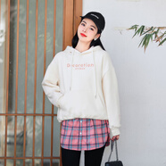 ANTCITY 20屁屁裙襯衫假下擺襯衫假裙擺疊穿內(nèi)搭打底半身寬松格子裙女 粉色 L 適合101-110斤