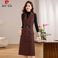 皮爾卡丹（pierre cardin）紅色毛呢兩件套套裝連衣裙女2025春季新款感氣質(zhì)減齡遮肚套裝 安可拉紅(單背心裙) XL