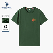 U.S. POLO ASSN.t恤男夏季透氣彈力白小T打底衫男士上衣短袖男 墨綠色 M