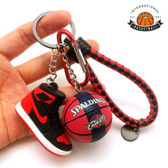 遙綰惜NBA球星原創(chuàng  )籃球AJ球鞋創(chuàng  )意鑰匙扣科比庫里詹姆斯背包掛件禮物 深灰色 騎士球+紅鞋+鎢鋼