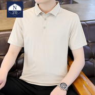 N20短袖t恤男POLO領(lǐng)冰絲透氣簡(jiǎn)約商務(wù)百搭純色寬松休閑五分袖體恤 6133卡其 XL