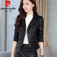 皮爾卡丹（pierre cardin）2025春秋季短款加夾棉皮衣女新款收腰修身長(cháng)袖皮外套氣質(zhì)時(shí)尚套裝 不加棉 L (100-110斤)