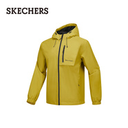 斯凱奇（Skechers）2025男女同款梭織連帽外套戶外旅行運動夾克P125U001 土黃綠色/053C 2XL