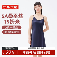 京東京造【節(jié)日精美禮盒】100%桑蠶絲睡衣女重磅真絲睡裙子藏青S