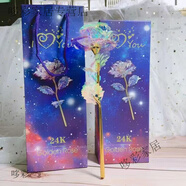 維諾亞七彩炫光玫瑰花變幻星空彩金玫瑰花浪漫永恒情侶高顏值情人節(jié)禮物 七彩玫瑰花+星空禮盒+禮袋