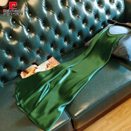 皮爾卡丹（pierre cardin）吊帶連衣裙辣妹夏季內(nèi)搭法式緞面V領(lǐng)色時尚歐美寬松大碼 綠:卡碼拍大 2XL