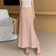 創(chuàng  )京懿選高個(gè)子加長(cháng)半身超長(cháng)裙醋酸緞面半身裙女秋冬感綢緞長(cháng)款裙子長(cháng)裙a 裸粉色 S 【80-90斤】