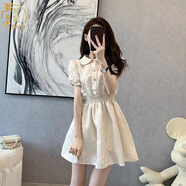 蔓草寇連衣裙法式小香風(fēng)可愛仙女束腰裙子女2025夏季新款茶歇甜美少女感 #40圖片色 S 90斤以下