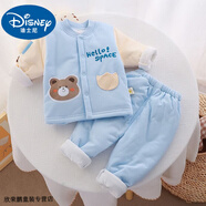 迪士尼寶寶寶寶套裝嬰幼兒衣服加棉秋冬棉衣套裝分體式衣服純棉內(nèi)衣可開檔衣 寶寶加棉套裝(藍色小熊) 90