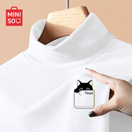名創(chuàng  )優(yōu)品（MINISO）德絨打底衫男潮牌ins休閑百搭大碼男士長(cháng)袖t恤秋冬新款半高領(lǐng)秋衣 白色(抓口袋貓胸標) M 170(體重100-120斤左右)