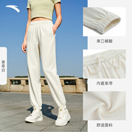 安踏（ANTA）束腳褲丨運(yùn)動長褲女款秋季寬松親膚透氣針織褲舒適休閑褲收口衛(wèi)褲 【棉感親膚-橡筋收口】香草白 M 女165