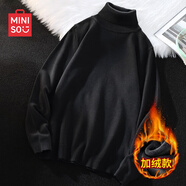 名創(chuàng)優(yōu)品（MINISO）高領(lǐng)毛衣男秋冬季加絨加厚針織衫休閑百搭長(zhǎng)袖純色高領(lǐng)保暖打底衫 【高領(lǐng)】黑色(空白) 加絨 L 175(體重120-140斤左右)
