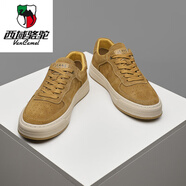 西域駱駝（VANCAMEL）男鞋2025新款復(fù)古翻毛皮鞋英倫休閑板鞋 駝色 38