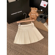 小野七天毛呢百褶半身裙女春秋冬高腰顯瘦百搭a字裙短裙風(fēng)琴裙甜辣風(fēng) 杏色 S