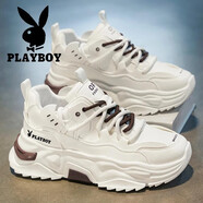 花花公子（PLAYBOY）男鞋夏季透氣2025新款休閑網(wǎng)面鞋子男款男士老爹鞋男運動板鞋男 白色 CPL1259985 41