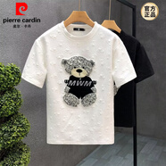 皮爾卡丹（pierre cardin）t恤男士短袖男小熊刺繡帥氣圓領(lǐng)體恤2025夏季新款卡通短袖T恤男裝 T272白色 M
