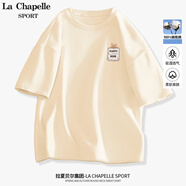 La Chapelle Sport拉夏貝爾短袖女夏季百搭休閑簡約韓版時尚運動透氣潮流t恤女裝 奶白色(熊仔口袋胸標) L /165（推薦115-130斤）