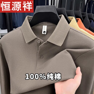 恒源祥2025春秋季高端純棉長(zhǎng)袖T恤男中年爸爸裝翻領(lǐng)POLO體恤衫上衣 咖色【春秋款】 24545 L /50 推薦120-140斤