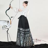 斐莉玥馬面裙2025新款織金原創(chuàng  )女套裝國風(fēng)新中式妝花螺鈿明制漢服套裝 黑色螺鈿(6對褶)+長(cháng)袖上衣 M (裙長(cháng)96厘米)