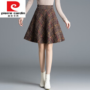 皮爾卡丹（pierre cardin）裙子2025新款今年流行款字大擺裙中長(zhǎng)款復(fù)古傘裙女格子半身裙 格紋短款【50CM】 S 80-90斤