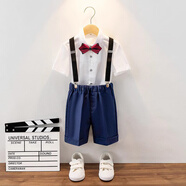 衣諾坊 六一兒童禮服演出服 幼兒園表演服套裝 小學(xué)生大合唱演出服裝 藏青男:襯衫+短褲+背帶+領(lǐng)結(jié)襪子 150 （建議體重：67-80斤）