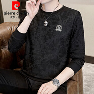 皮爾卡丹（pierre cardin）男士衛(wèi)衣時(shí)尚潮流男裝提花歐貨秋衣服黑色秋裝上衣秋季長(zhǎng)袖T恤男 提花虎春秋款 黑色 XL 【建議125-140斤】