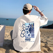 雷威凱森短袖t恤男純棉2025夏季ins潮牌寬松男裝上衣服印花半袖情侶體恤 WT183白色 S /85-100斤
