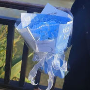 七夕玫瑰花束仿真成品情人節禮物送女朋友閨蜜老婆媽媽生日禮物 彌鹿之森-碎冰藍【珍珠鏈】