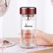 希諾雙層玻璃杯家用辦公水杯女高顏值過濾泡茶杯子XN-9331紅色 240mL