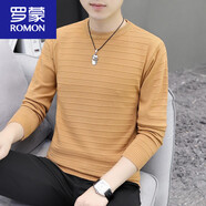 羅蒙（ROMON）高檔長袖t恤男士2025春秋季新款休閑內(nèi)搭打底衫上衣秋衣針織衣服 618姜黃 L 約【110-130斤】