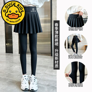 G·DUCK KIDS小黃鴨兒童鯊魚褲洋氣褲裙女童打底褲2025新款春秋中大童裝褲子寶 黑色(春秋薄款) 120 cm