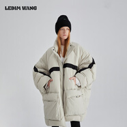 LEDIM WANG白鴨絨撞色oversize羽絨服女設(shè)計(jì)師原創(chuàng)寬松闊形保暖慵懶風(fēng)氛圍感 淺杏灰（現(xiàn)貨） M 身高168-176，體重140-160斤