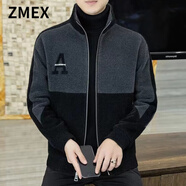ZMEX外套男高端2025春秋拼色時(shí)尚士大碼上衣潮立領(lǐng)拼接休閑夾克男 深灰色-國(guó)潮-春秋款 4XL 165-180斤