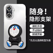 班藍(lán) 適用暢享60手機(jī)殼新款Hi暢享60S/60X哆啦A夢立體支架60PRO高級感磨砂防摔簡約男女款保護(hù)套潮 月光銀-P520黑色哆啦A夢支架 HI暢享60S 5G