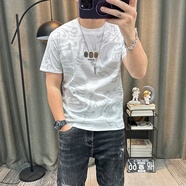 南極人（Nanjiren）2025夏季新款短袖t恤男士高端印花半袖體恤修身韓版百搭上衣t恤衫 R035白色 L