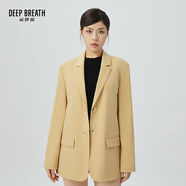 深呼吸DEEP BREATH女裝輕薄抗皺復(fù)古通勤西裝西服外套女A400692 黃 M (3碼)