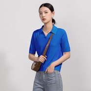 易菲（YIFINI）polo領(lǐng)針織衫短袖女寬松顯瘦常規(guī)上衣夏季新款潮2105M904 藍色 0S