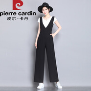 皮爾卡丹連體闊腿褲女2025春夏新款氣質(zhì)高腰顯瘦休閑長(cháng)褲黑色垂感背帶褲子 黑色夏季九分褲(不含上衣) 薄款 S