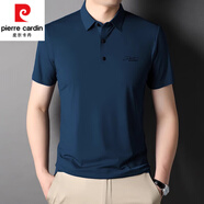 皮爾卡丹（pierre cardin）桑蠶絲短袖T恤男士夏季中年商務(wù)休閑冰 絲彈力抗皺薄款無痕體恤男 藍(lán)色 XL 180