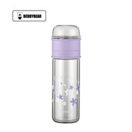 杯具熊韓國雙層玻璃杯時(shí)尚高硼硅茶水分離便攜式創(chuàng  )意辦公水杯 紫色580ml+杯刷 320ml 常規