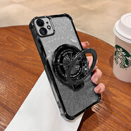 焱仁者蘋(píng)果12MINI手機殼iphone12mini新款A2400全包男女氣囊四角防摔液態(tài)硅膠軟殼時(shí)尚個(gè)性創(chuàng  )意外殼 【經(jīng)典黑】+隱形支架+閃粉卡紙 蘋(píng)果12MINI