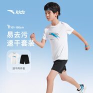 安踏兒童裝運動(dòng)套裝男童短袖T恤短褲兩件套夏套裝A52527713