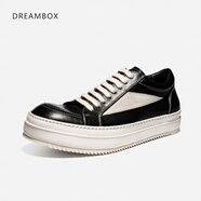 dreambox鈞博vibram男鞋2025春夏新款男士鞋水洗馬皮運(yùn)動(dòng)休閑板鞋 黑面白底 38