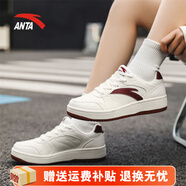 安踏（ANTA）板鞋小白鞋女鞋龍年春秋新款學(xué)生厚底增高情侶百搭運(yùn)動(dòng)鞋休閑鞋女 絳紅色/象牙白 37.5