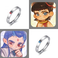 哪吒敖丙對戒戒指動漫周邊魔童降世情侶戒指男女一對開口可調(diào)節(jié) 紅色哪咤戒指