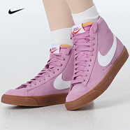 耐克（NIKE）新款女鞋秋冬季BlazerMid麂皮高幫運(yùn)動(dòng)板鞋舒適休閑鞋AV9376 DB5461-600粉色翻毛皮/白勾 38