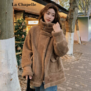 拉夏貝爾（La Chapelle）美拉德機(jī)車服仿羊羔毛外套女秋冬2024新款韓國(guó)洋氣時(shí)尚仿皮毛一體 安美拉德 S 105斤內(nèi)