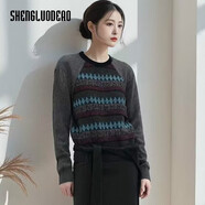 圣羅地奧毛衣冬季加厚特厚歐美風(fēng)費爾島提花針織內(nèi)搭打底衫女秋冬修身氣質(zhì) 湖藍色 S