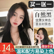 綠宸（2盒裝）染發(fā)劑膏植物男女士染頭發(fā)遮蓋白發(fā)非泡泡純?nèi)景l(fā)膏400ml 自然黑色 200ml*1盒 220