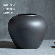 景德鎮(zhèn)花瓶陶瓷擺件客廳插花新中式輕奢裝飾品花器復(fù)古手工大花盆 磨砂黑灰【小】 【限量特價(jià)】